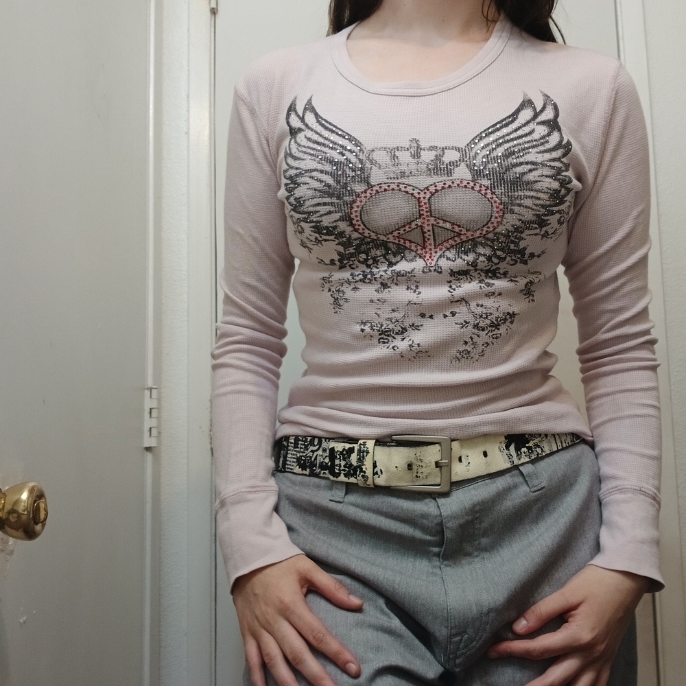 Y2k Light Pink Angel Wings With Rhinestones